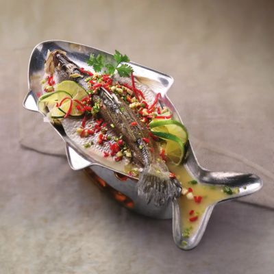 414D Steamed Sea Bass with Chilli, Lime & Garlic